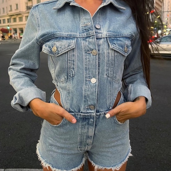 - - Zara denim cut out jumpsuit - Picture 6 of 8